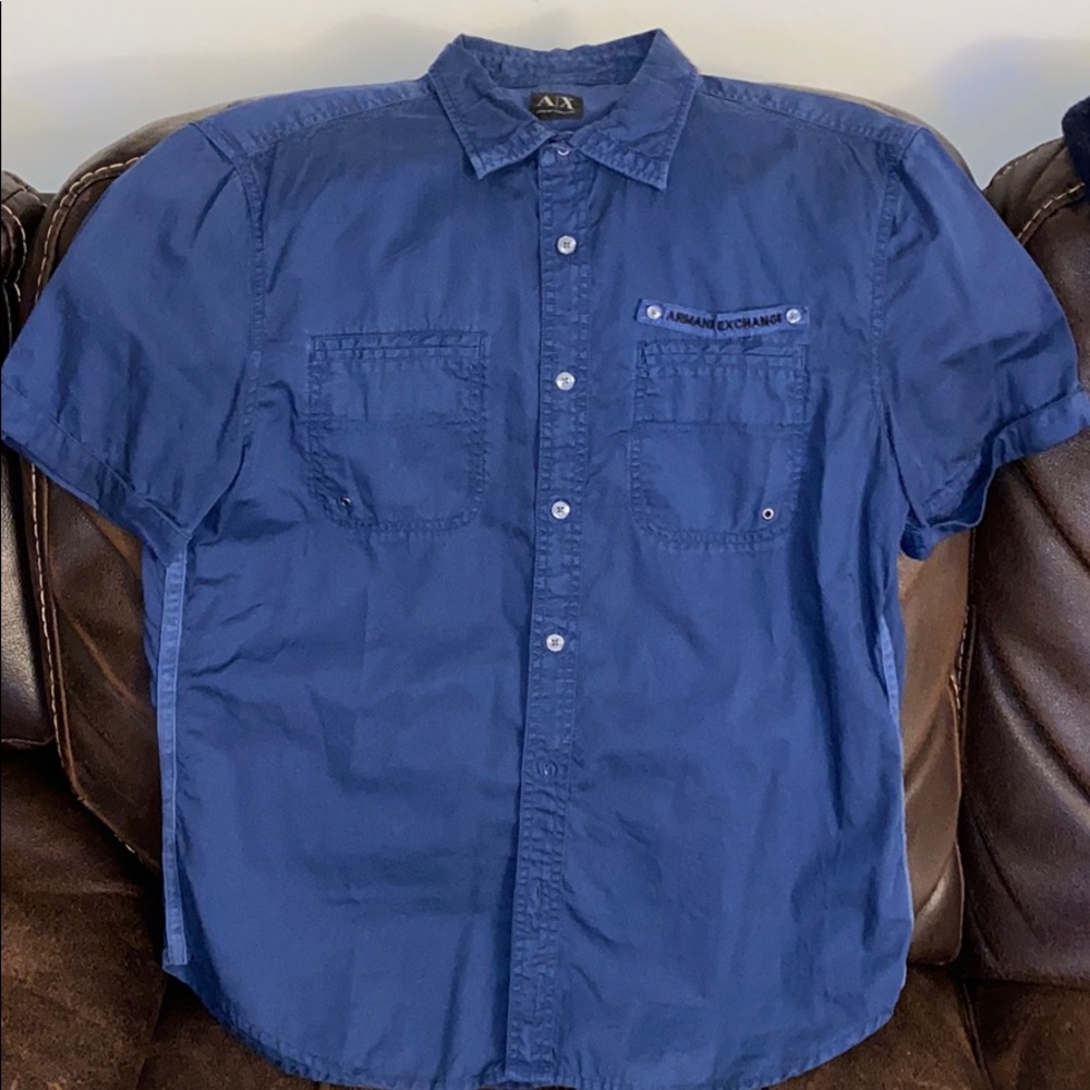 Armani Exchange short sleeve button down shirt